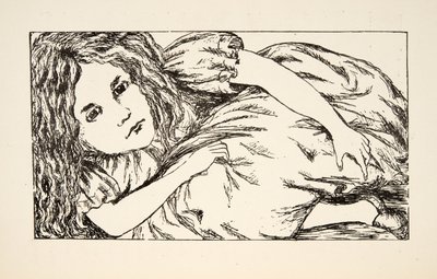 Alice i White Rabbits House, illustration fra Alices Adventures Under Ground, pub. 1886 (faksimile) af Charles Lutwidge Dodgson