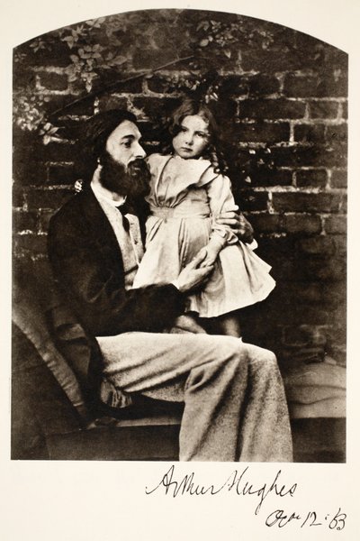 Arthur Hughes og hans datter Agnes, 12. oktober 1863 (sepiafoto) af Charles Lutwidge Dodgson