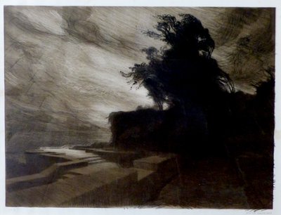 Fransk:  Le Vent - tilhører en serie på 9 litografier kaldet Cantique des créatures af Charles Marie Dulac