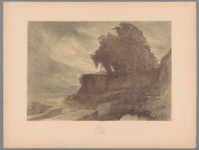 Ruin af en bastion med en kanon og et træ Landskaber (serietitel) Suite des Paysages (serietitel) af Charles Marie Dulac