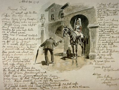 Illustreret brev, 20. april 1914 (pen & blæk og vask på papir) af Charles Marion Russell
