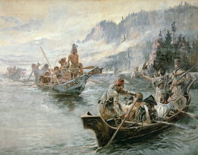 Lewis & Clark ved Lower Columbia River af Charles Marion Russell