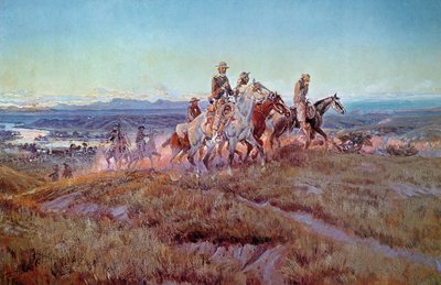 Riders of the Open Range (olie på lærred) af Charles Marion Russell
