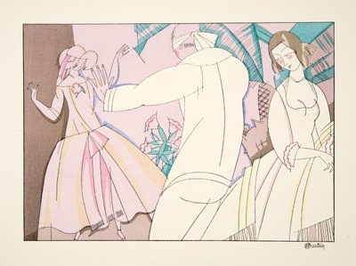 Colin Maillard, fra Sports & Entertainment, pub. 1914 (stenciltryk) af Charles Martin