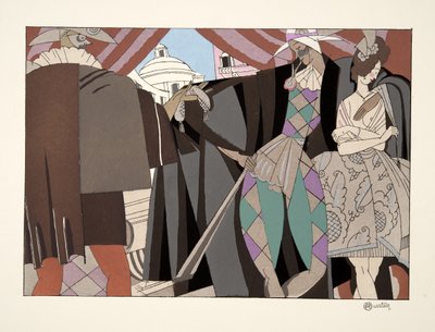 Italiensk komedie, fra Sports & Entertainment, pub. 1914 (stenciltryk) af Charles Martin