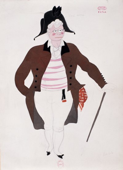 Kostume til Bartolos karakter fra Barberen i Sevilla af Gioacchino Rossini, skitse af Charles Martin (1884-1934) af Charles Martin