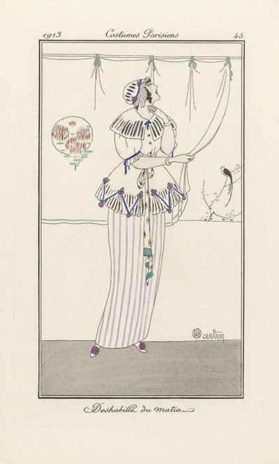 Morning negligee, fra Costumes Parisien, udg. 1913 (stenciltryk) af Charles Martin