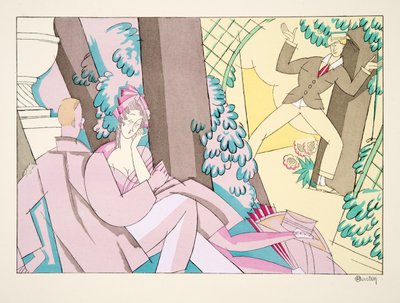 Flirt, fra Sports & Entertainment, pub. 1914 (stenciltryk) af Charles Martin