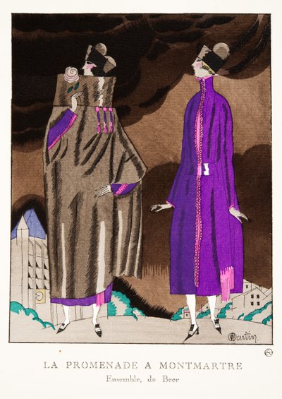 La Promenade a Montmartre, fra en samling af modeplader, 1920 (pochoir-tryk) af Charles Martin