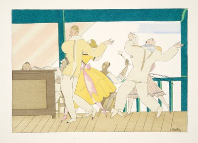 Le Tango, fra Sports & Entertainment, pub. 1914 (stenciltryk) af Charles Martin
