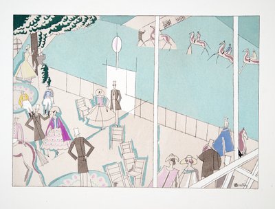 Kurserne fra Sport & Underholdning, pub. 1914 (stenciltryk) af Charles Martin
