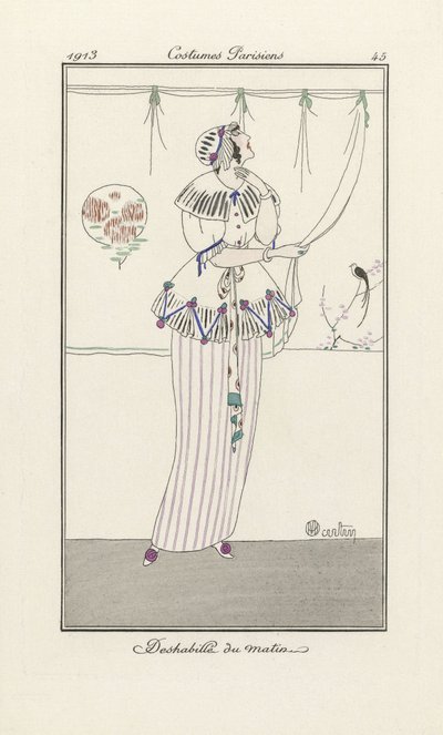 Morgenkjole, fra Costumes Parisiens, pub. 1913 (stenciltryk) af Charles Martin