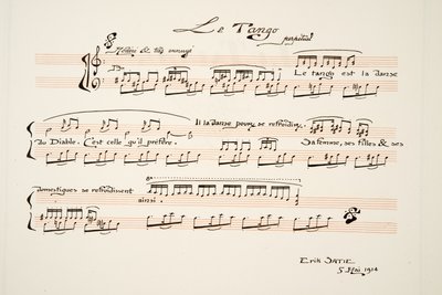 Musikalsk partitur til Le Tango, fra Sports & Entertainment, pub. 1914 (stenciltryk) af Charles Martin