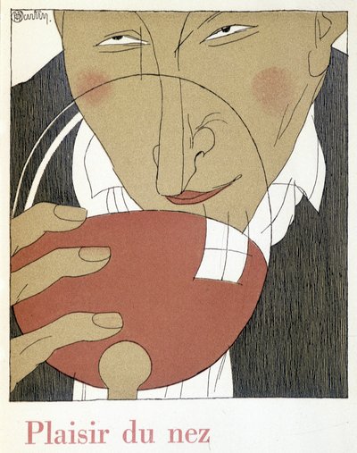 Næsens glæde - i ""Monseigneur le vin"", tegning af Charles Martin (1884-1934), hæfte fra Nicolas Etablissementer af Charles Martin