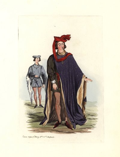 Typisk mandlig kostume under kong Henrik IV og Henrik V, illustration fra 