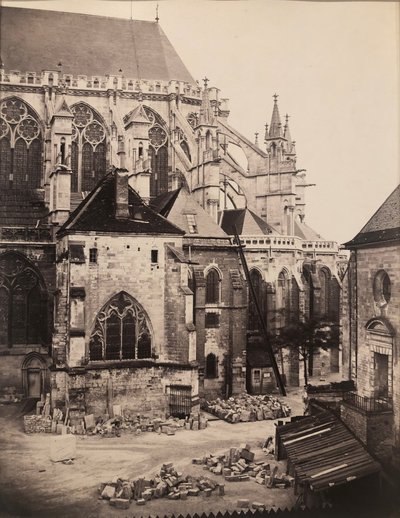Østenden af Troyes-katedralen under restaurering, Frankrig af Charles Marville