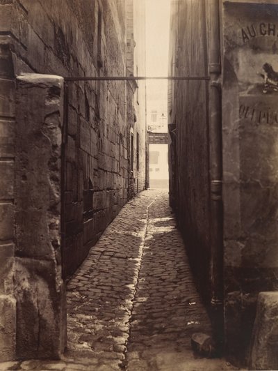 Rue du Chat-qui-Pêche fra Rue de la Huchette, ca. 1868. af Charles Marville