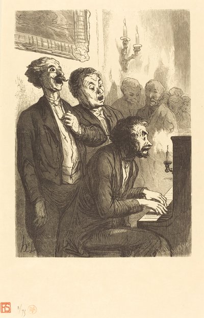 The Lounge Singers af Charles Maurand after Honoré Daumier
