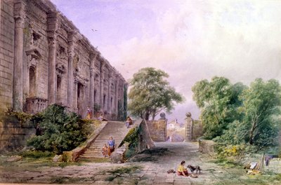 Udsigt over østfronten af Nottingham Castle, 1879 (wc på papir) af Charles McArthur
