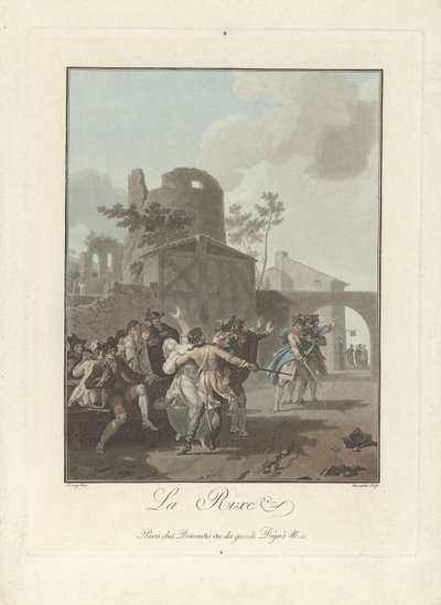 Argumentet La Rixe (titel på objekt) af Charles Melchior Descourtis