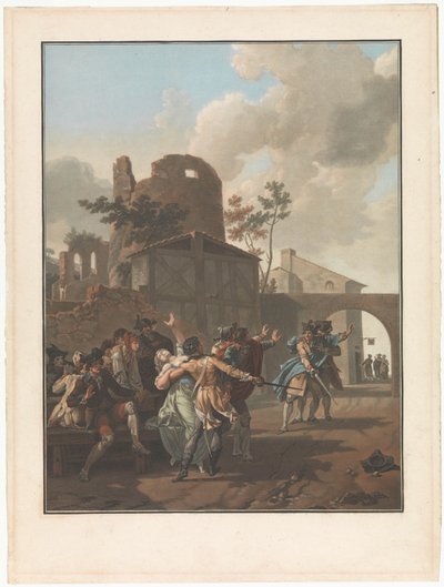 Fire scener af landsbyliv Argumentet La Rixe Fire genrescener af landsbylivet (serietitel) af Charles Melchior Descourtis