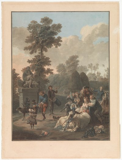 Fire scener af landsbyliv tromlen Le Tambourin Fire genrescener af landsbylivet (serietitel) af Charles Melchior Descourtis