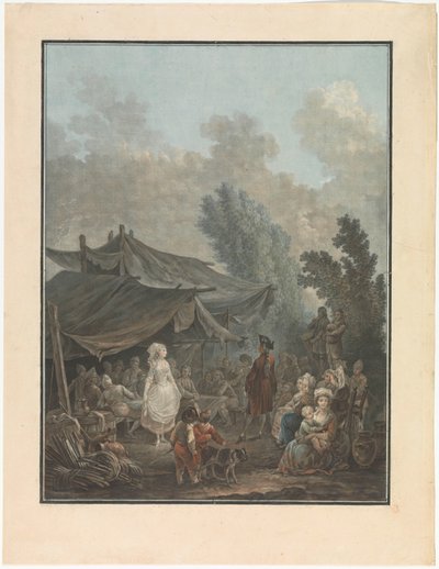 Fire scener af landsbyliv Landsbybryllup Noce de Village Fire genrescener af landsbylivet (serietitel) af Charles Melchior Descourtis