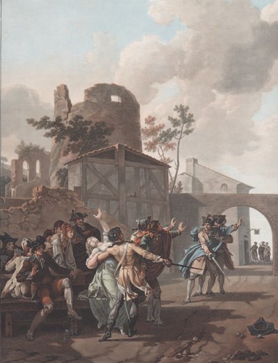 Slagsmålet La Rixe, ca. 1792. af Charles Melchior Descourtis