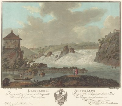 Schaffhausens fald af Charles Melchior Descourtis after Friedrich Rosenberg after Johann Heinrich Troll