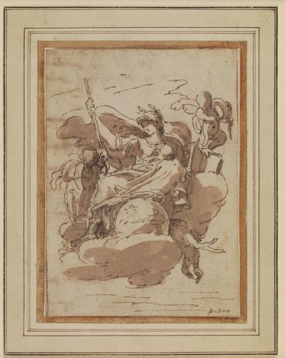 Allegorisk kvindefigur, siddende på skyer af Charles Mellin