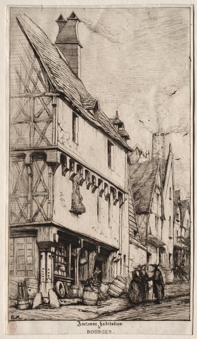 Et gammelt hus i Bourges, nogle gange kaldet Musicians House, 1860. af Charles Meryon