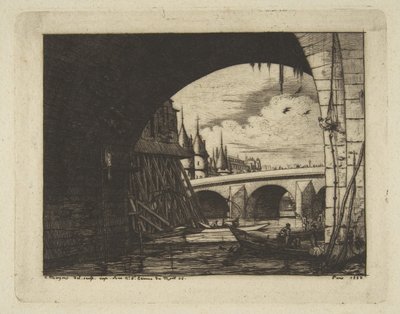 Buegang, Pont Notre-Dame, Paris, fra »Raderinger af Paris« af Charles Meryon