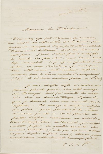 Autograferet brev fra Charles Meryon af Charles Meryon