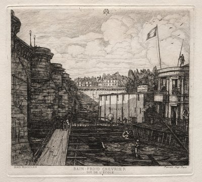 Chevrers etablissement for kolde bade, Paris af Charles Meryon