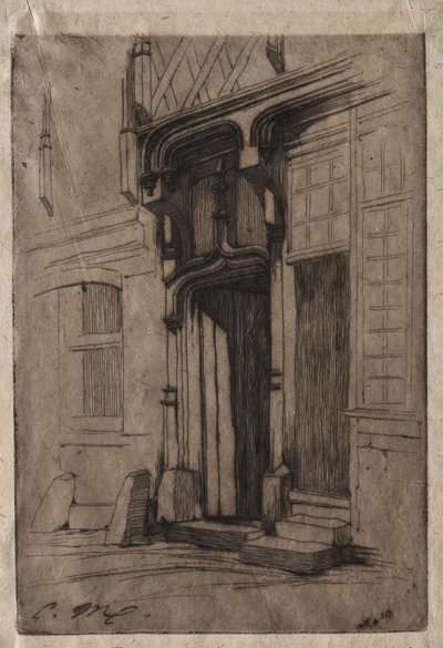 Døråbning til et gammelt kloster i Rue Mirabeau, Bourges af Charles Meryon
