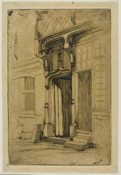 Døråbning til et gammelt kloster i rue Mirabeau, Bourges af Charles Meryon