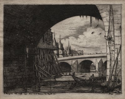 Etchings of Paris: An Arch of the Notre Dame Bridge af Charles Meryon