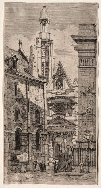 Ætsninger af Paris: St. Stephen af Bjergets kirke af Charles Meryon