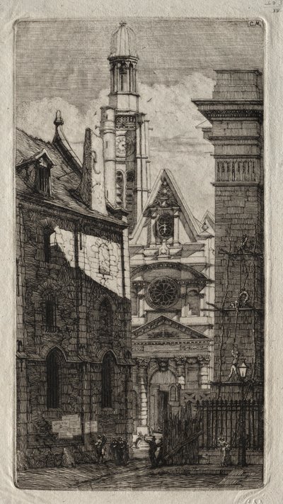 Ætsninger af Paris: St. Stephen af Bjergets kirke, 1852. af Charles Meryon