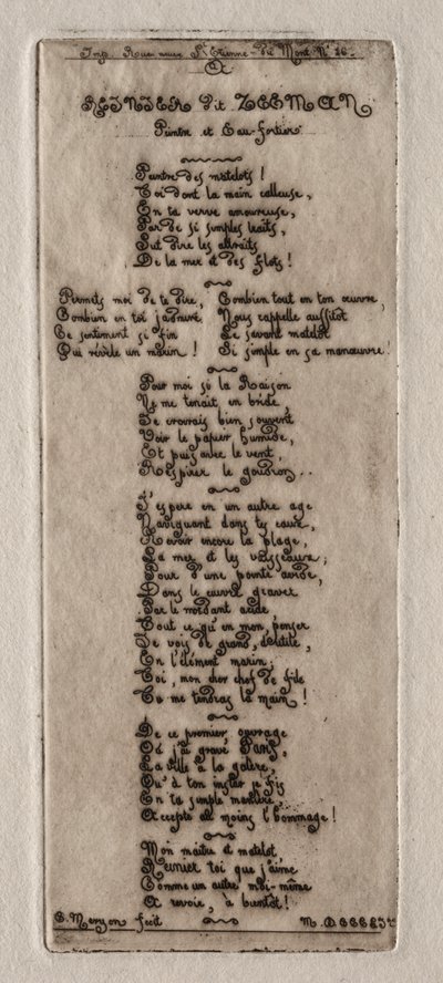 Etchings of Paris: Dedikation til Reynier Nooms, kaldet Zeeman af Charles Meryon