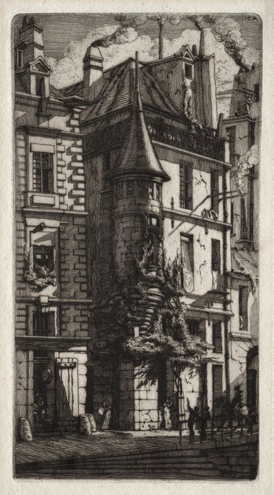 Etchings of Paris: House with a Turret, Weavers Street, 1852. af Charles Meryon
