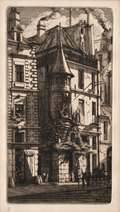 Etchings of Paris: House with a Turret, Weavers Street, 1852. af Charles Meryon