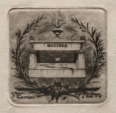 Raderinger af Paris: Molières grav på Pere Lachaise kirkegård, 1854. af Charles Meryon
