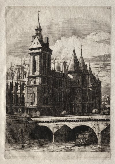 Ætsninger af Paris: Klokketårnet af Charles Meryon