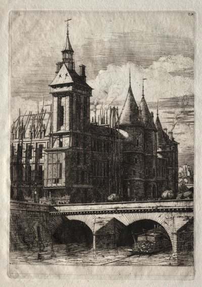 Ætsninger af Paris: Klokketårnet, 1852. af Charles Meryon