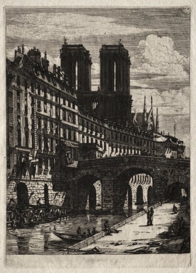 Ætsninger af Paris: Den lille bro af Charles Meryon