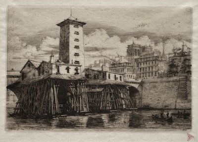 Etchings of Paris: The Notre Dame Pump, 1852. af Charles Meryon