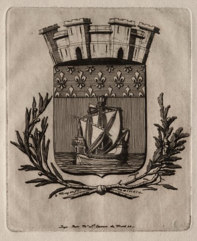 Etchings of Paris: The Symbolical Arms of the City of Paris af Charles Meryon