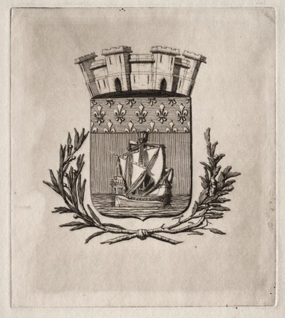 Etchings of Paris: The Symbolical Arms of the City of Paris, 1854. af Charles Meryon