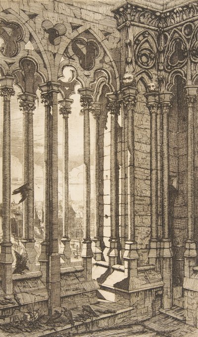 Galleri, Nôtre-Dame Cathedral, Paris, 1853. af Charles Meryon